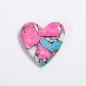 Cabochon en forme de cœur turquoise rose et bleu ciel, en coton de cuivre, pierre précieuse en vrac pour la fabrication de bijoux - Product Image 4