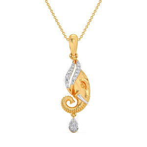 Collier pendentif chaîne traditionnel avec motif éléphant et accent diamant - Product Image 1