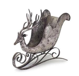 Heavy Duty Galvanized With Tree Design <b>Santa</b> Sleigh Chair Christmas Occasion Decorative Vehicle Indoor Outdoor <b>Standing</b> Ornament - Product Image 4
