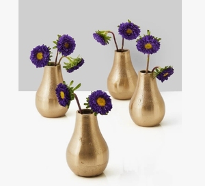 Ensemble de vases à fleurs en métal finition or, style moderne minimaliste, petits pots décoratifs pour table, trio de bouteilles décoratives, décoration d'intérieur, vente en gros - Product Image 3