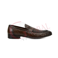 Mocassins Penny en cuir tressé pour hommes, chaussures habillées à enfiler, de luxe, faites à la main, formelles, respirantes, de créateur, pour affaires et mode