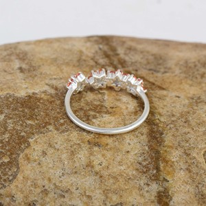 <b>925</b> Sterling <b>Silver</b> Flower <b>Ring</b> With Orange Zirconia & Round Brilliant Cut Diamond Prong Setting Romantic Women's Gemstone <b>Ring</b> - Product Image 4