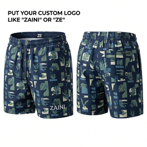 Short de bain en microfibre de polyester premium 130 GSM, séchage rapide, taille élastique, bleu vert uni, logo personnalisé, vêtements de plage - Product Image 1