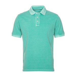 Polo de Manga Corta para Hombre, Color Sólido, Algodón Piqué, Casual, Transpirable, Corte Regular, Verde - Product Image 1