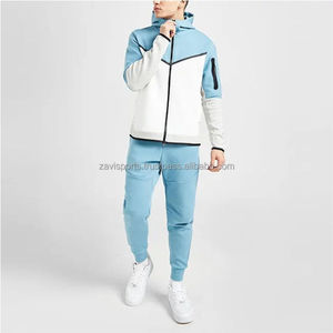 Tracksuit Sweatpants and Hoodie Set Unisex <b>Bulk</b> Wholesale French <b>Terry</b> Zipper Cotton Oversized Blank Tracksuits - Product Image 1