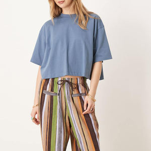 Camiseta Corta Oversize de Moda 2025 para Mujer, Ajuste Holgado, Manga Corta, Algodón, Top de Verano - Product Image 6