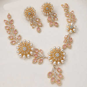 Conjunto de Collar Fino con Piedra Austriaca y Perla-13114834PK - Product Image 2