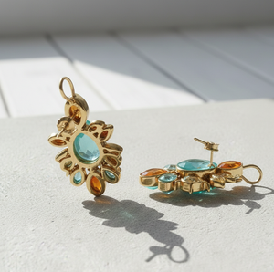 ต่างหูหยดน้ำประดับพลอยรูปทรงและขนาดต่างๆ ขนาด 5 นิ้ว |   เงินแท้ 925 ชุบทอง 18K ของขวัญสุดเพอร์เฟกต์สำหรับเธอ - Product Image 5