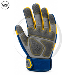 Guantes de Mecánico Azul Marino y Amarillo con Paneles Curvos Grises, Agarre Texturizado en la Palma y Cierre de Puño Ajustable - Product Image 6