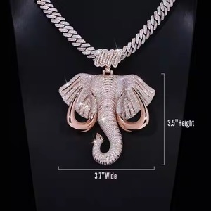 Pendentif plaqué or rose style hip-hop avec breloque diamant, bijoux de mode unisexe en argent pour hommes et femmes, pendentifs et breloques - Product Image 2