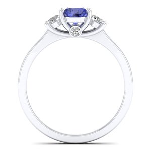 Bagues de fiançailles REYES en argent sterling 925 de haute qualité avec pierre précieuse tanzanite ronde de 0,5 carat et moissanite, bijoux fins - Product Image 4