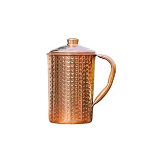 Pichet à eau en cuivre pur martelé de qualité supérieure, idéal pour le stockage d'eau ayurvédique et l'hydratation quotidienne, fabriqué en Inde - Product Image 1