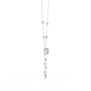 PT950 Platinum Bezel Set Diamond Dangle Charms on Dainty Gold Link Chains Lariat <b>Necklace</b> Lab Diamond <b>Necklace</b> - Product Image 2
