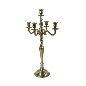 Gold 5 arm <b>candelabra</b> 2 feet aluminium candle holder decorative candle stand tabletop candle holder luxury wedding centerpiece - Product Image 2