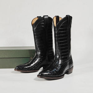 Botas Vaqueras de Cuero Auténtico Hechas a Mano en Pakistán, Botas de Media Pierna para Hombre - Product Image 1