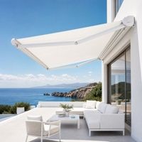 Auvent de terrasse de luxe à cassette complète motorisé, voile en polyester 1100Dtex, cadre en aluminium 6063, extensible, moderne, pour balcon, utilisation extérieure