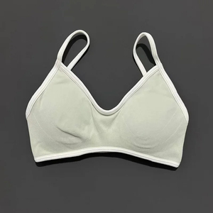 Sujetador deportivo sin costuras con cuello en U para mujer, tirantes finos, alta sujeción, ropa de yoga transpirable, color sólido, cristal - Product Image 3