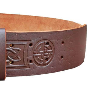 Cinturón celta marrón con nudo celta grabado, patrón de tejido, tartán de los Highlanders, cinturones irlandeses de clan, venta al por mayor 2026 - Product Image 2