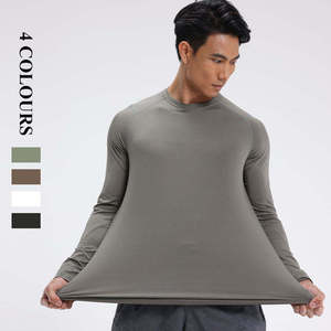 เสื้อคอมเพรสชั่นผู้ชาย แขนยาว แห้งเร็ว คอกลม ผ้ายืดสแปนเด็กซ์/โพลีเอสเตอร์ เสื้อยืดออกกำลังกาย ปั่นจักรยาน วิ่ง เล่นกีฬา - Product Image 4