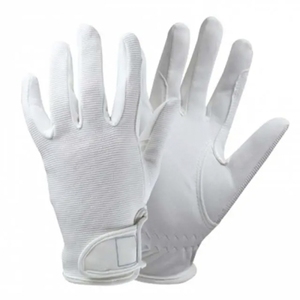 Gants de cyclisme d'été unisexes en coton blancs à doigts entiers avec fermeture auto-agrippante antidérapants - Product Image 1