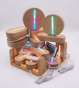 Base lumineuse ovale en bois RGB à LED pour plaque acrylique, alimentée par USB, avec interrupteur sur câble – Cadeau artistique - Product Image 3