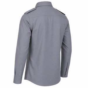 Camisa de Uniforme Personalizada para Hombre con Logo, Manga Larga, Epaulettes, Bolsillos con Solapa en el Pecho, Camisa Formal de Guardia de Seguridad, Camisa con Epaulettes - Product Image 4