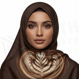 Hiyab de Chifón Beige para Mujer con Estampado Digital de Hojas, Transpirable, para Uso Diario, Pañuelo Étnico de Oriente Medio - Product Image 6