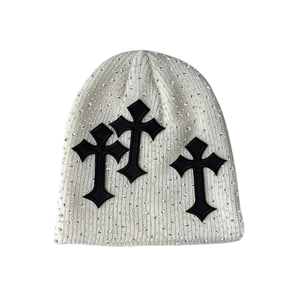 Green Cross Applique Beanie Hat Unisex Street Style Knit <b>Winter</b> <b>Cap</b> Casual Adult 56-58CM - Product Image 6