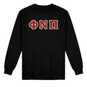 Maglietta a Maniche Lunghe con 3 Lettere Kappa Alpha Psi Phi Nu Pi, Nera, Abbigliamento per Fraternità Greca con Design Classico, Comfort e Stile Premium - Product Image 4