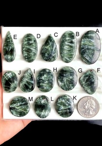 Natural Seraphinite Cabochon : Feather Pattern Russian Loose Gemstone For Jewelry Making - Product Image 4