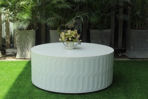 Modern Fox Eyes Pattern <b>Round</b> GFRC Concrete Coffee <b>Table</b> Lightweight Weather Resistant Outdoor <b>Patio</b> Furniture - Product Image 4