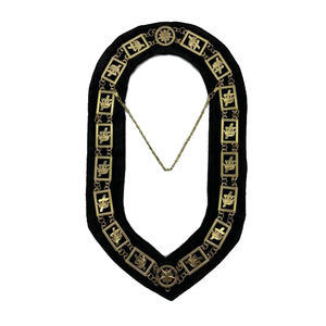Collar de Oficial Masónico de Grados de los Aliados, con Moiré Dorado, para Regalia Masónica y Collar de Cadena para Oficiales de la Francmasonería - Product Image 1