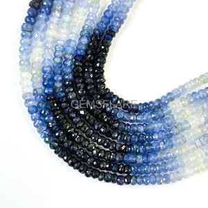 Shaded <b>Blue</b> Sapphire <b>Beads</b> Natural <b>Blue</b> Sapphire Faceted Rondelle <b>Beads</b> 4-6MM Sapphire Rondelle Gemstone <b>Beads</b> For Jewelry Bulk - Product Image 2