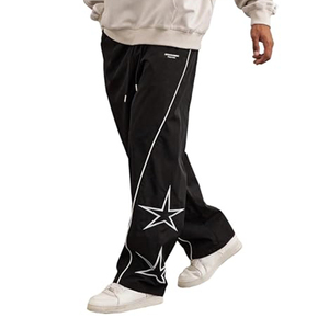 Pantalones de chándal Y2K extragrandes para hombre, estilo holgado, de pierna ancha, con ribetes, estilo streetwear, tipo paracaídas - Product Image 1