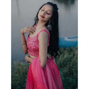 Precioso Rosa impreso digital Organza Sangeet Wear Lehenga Choli - Product Image 6