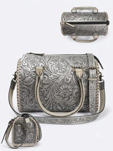Sac à main de luxe en cuir pour femme, style vintage, broderie élégante, grande capacité, avec double anse à chaîne - Product Image 1