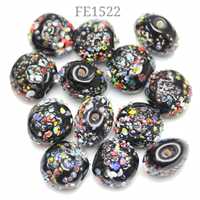 Manik-manik Kaca Lampwork Afrika Grosir 9mm, Campuran Warna Opaque Hitam Biru Teal Biru Langit, untuk Pembuatan Perhiasan dalam Kotak