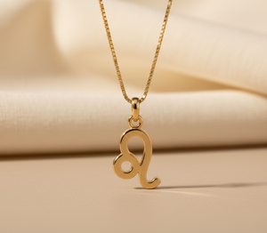 Collier Signe Astrologique Lion Chaîne Maille Forçat Enfant Plaqué Or Rose Laiton Bijoux Astrologiques - Product Image 2