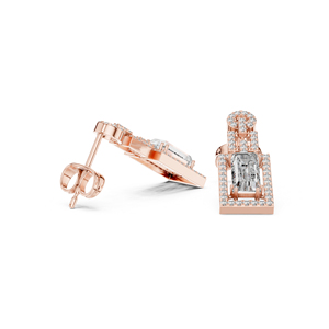 14K Yellow <b>Gold</b> Round & Baguette Lab-Grown Diamond Engagement <b>Earrings</b> for Women | New Grown Diamond - Product Image 5