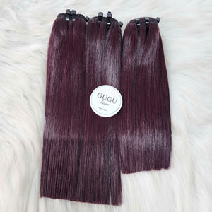 Perruques en cheveux humains bruts 100% naturels, couleur bordeaux, 10 pouces, lisses et super doubles, pour femmes noires, vente en gros - Product Image 2
