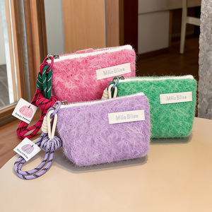 Fluffy Plush Cosmetic Bag Zipper Makeup <b>Pouch</b> Portable Lipstick Organizer for Travel Daily Use - Product Image 2