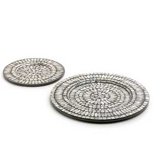 Nouveauté : Assiette de service décorative en nacre écologique, ronde, motif personnalisé, moderne, passe au lave-vaisselle - Product Image 1