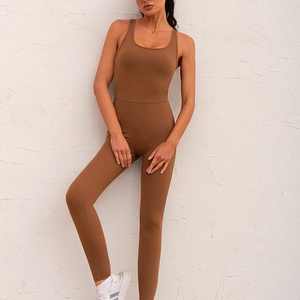 Mono de una pieza con espalda cruzada y efecto levantacola, personalizado, acanalado, para mujer, para gimnasio, fitness, entrenamiento y yoga, elástico en cuatro direcciones - Product Image 5