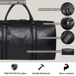 Premium Genuine Leather <b>Duffel</b> <b>Bags</b> for Men-Luxury Sport Large Capacity Multi-Pocket Design Top Handle Polyester Outdoor Use - Product Image 6