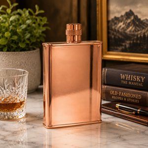 Petaca de cobre hecha a mano con tapa de rosca, petaca de bolsillo de metal pulido, petaca de whisky, regalo para hombres, venta al por mayor, OEM, personalizada, a granel! - Product Image 3