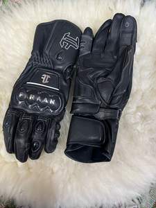 Gants de moto de qualité supérieure, gants de course professionnels pour moto, en cuir véritable, noirs, avec protection des articulations en carbone - Product Image 2
