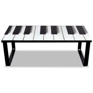 Mesa de Centro Pequeña Moderna de Vidrio Templado Blanco y Negro con Diseño Contemporáneo de Hierro - Product Image 2