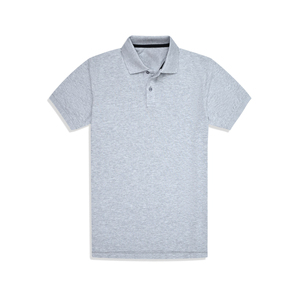 Chemise décontractée grise à manches courtes boutonnée pour homme, 100 % coton tricoté, coupe classique, respirante, avec bordure noire, 200 g - Product Image 1