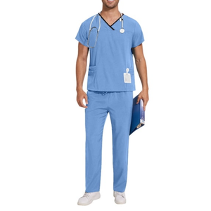 Vente en gros directe usine : Ensemble de 2 pièces de tenue médicale unisexe (haut à col en V et pantalon) pour femmes et hommes - Product Image 5