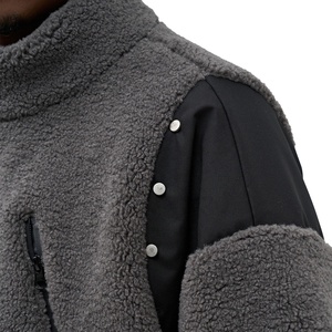 Ventes en gros de vestes bomber en sherpa Y2K High Street pour hommes, automne-hiver, coupe ample, grande taille, style hip-hop, lettreman, enduit, écologique - Product Image 3